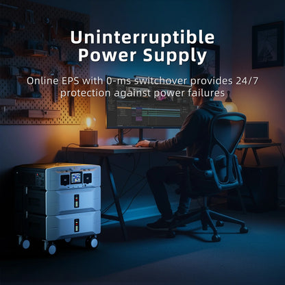 IEE SP5000 Solar Power Station 5000W (9000W Surge), 5120Wh Lifepo4 Battery, 120V/240V Dual Voltage, 2X500W Panels Compatible, Expandable to 10Kwh, Home Transfer Switch Ready