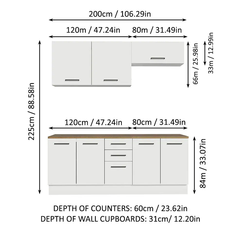 4-Piece Garage and Utility Room Cabinet Set 78 in with 33 Inch Base and 31 in Slim Wall Modular Storage Unit - White