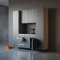 Premium Garage Cabinets 7' Storage Sets Solution with Adjustable Legs, Soft-Close Drawer & Door, Integrated Handles, Heavy Duty Plywood Box Construction, Tool and Equipment Organizer — Studio Shot