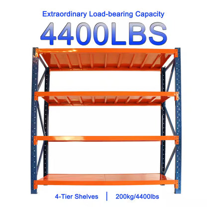4-Tier 4400 Lbs. Orange Adjustable Heavy Duty Steel Storage Garage Shelving Unit 78.66 In. W X 78.74 In. H X 23.82 In. D