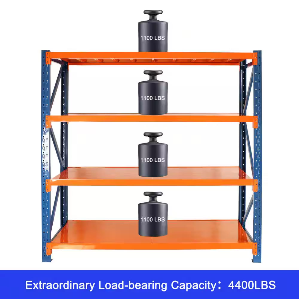 4-Tier 4400 Lbs. Orange Adjustable Heavy Duty Steel Storage Garage Shelving Unit 78.66 In. W X 78.74 In. H X 23.82 In. D
