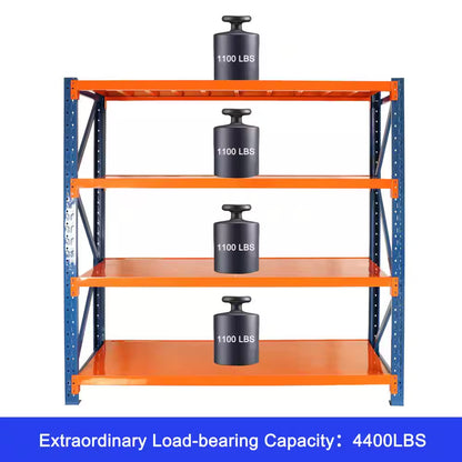4-Tier 4400 Lbs. Orange Adjustable Heavy Duty Steel Storage Garage Shelving Unit 78.66 In. W X 78.74 In. H X 23.82 In. D