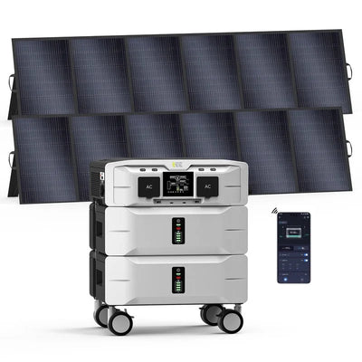 IEE SP5000 Solar Power Station 5000W (9000W Surge), 5120Wh Lifepo4 Battery, 120V/240V Dual Voltage, 2X500W Panels Compatible, Expandable to 10Kwh, Home Transfer Switch Ready