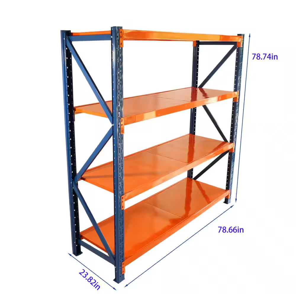 4-Tier 4400 Lbs. Orange Adjustable Heavy Duty Steel Storage Garage Shelving Unit 78.66 In. W X 78.74 In. H X 23.82 In. D